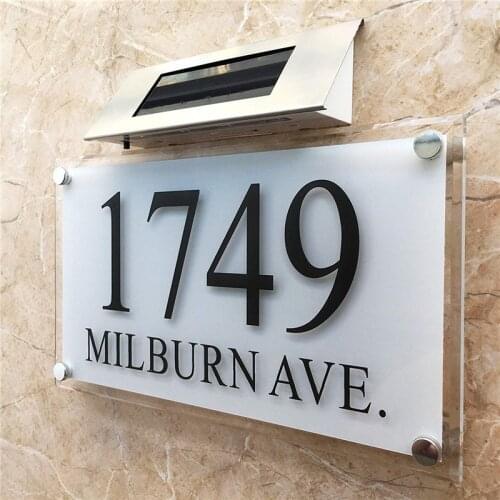 Personalised !Large Solar Light Crystal Effect House Signs Plaques Door Numbers 1-9999 Street Name Plate LED Number house solar