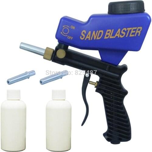 LEMATEC Sandblaster Gun With Two Abrasives Canned and Tips Air Sandblasting Gun for clear rust paint dirt lightweight Air Tools