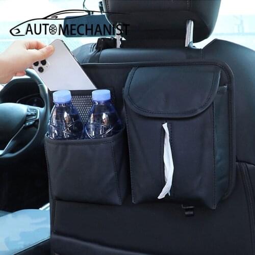 Car Seat Back Multi-Pocket Bag Hanging Organizer Collector Storage Box Car Interior Accessories Black Back Seat Stowing Tidying