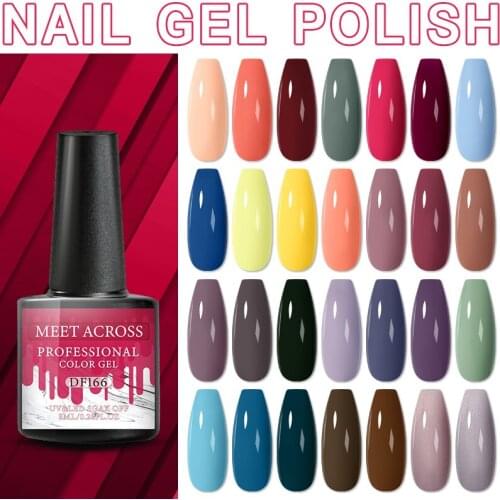MEET ACROSS 8ML Gel Nail Polish Semi Permanent Winter Color Series Glitter Gel UV Led Lamp Polish Extension For Nails Manicure