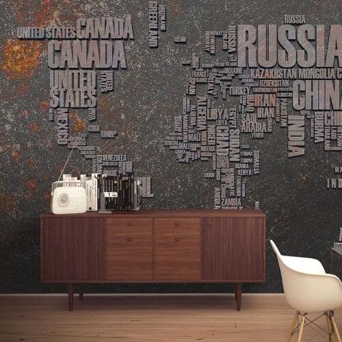 Custom Mural Wallpaper Retro Personalized Metal World Map Photo Wall Mural Restaurant Cafe Background Wall Decor Papel De Parede
