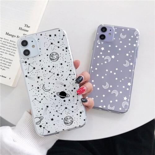 Clear Phone Case Coque For iPhone 11 12 Pro MAX mini Xs Max X XR 7 8 6 6S Plus 5 S SE 2020 Cute Cartoon Space Plant Cases Fundas