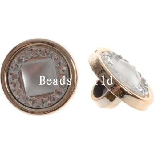 100 Pcs Rose Gold Imitation Glass Resin Round Shank Buttons Scrapbooking Clothing Decoration Jewelry DIY Sewing Accessories 13mm