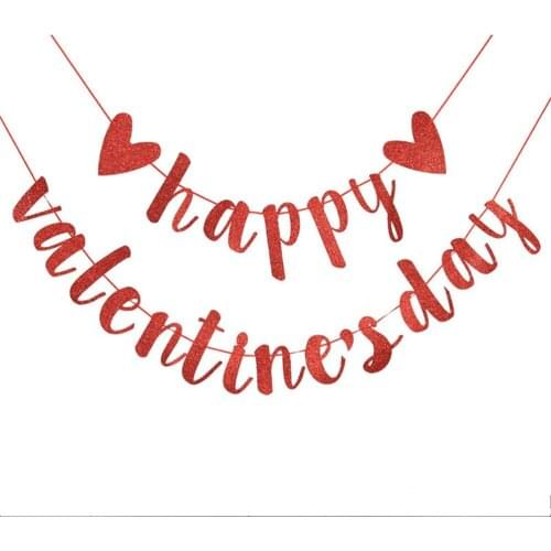 Happy Valentines Day Decoration Kit Red Paper Fan Hanging Banner For Wedding Anniversary Party Decorations