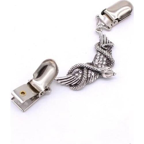 Silver Snake Rhinestone Inlaid Alloy Brooch Clip Sweater Shawl Keeper Collar Buckle Holder Garters Garment Accessories Jewelry