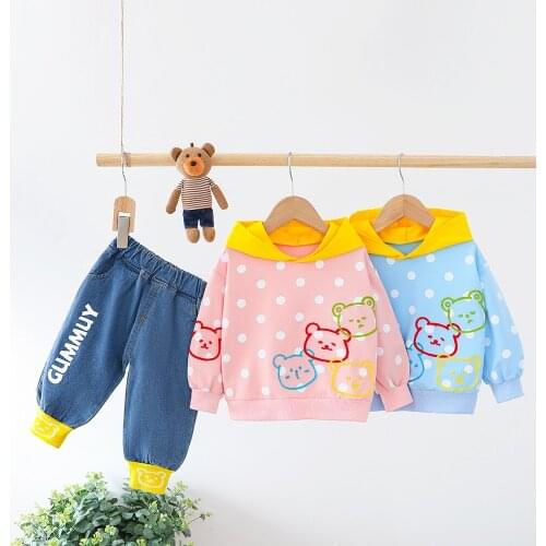 Spring Autumn Tracksuit Toddler Girls Hooded Clothes 1-5Years Cotton Baby Girl Sport Suit Infant Long Sleeve + Pant 2Pcs/set