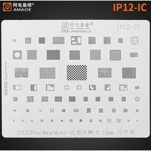 Amaoe IP12 BGA Reballing Stencil Template For Iphone 12 Pro Max Mini A14 CPU Power Nand IC Chip Tin Planting Net Repair Tools