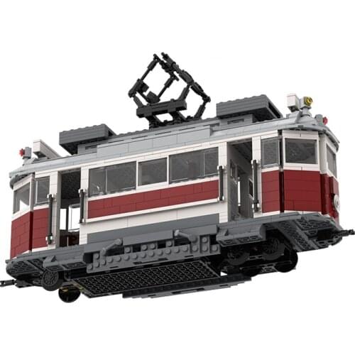 MOC Modern High-tech City Tram Electric Train Track New Energy Car Building Block Model Kid DIY Toys Birthday Best Gifts