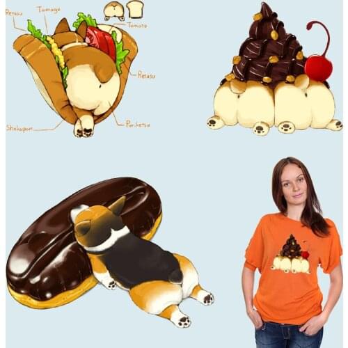 Corgi Dog pet Dessert Applique on Clothes Patches for clothing Iron on patches Heat-sensitive patches