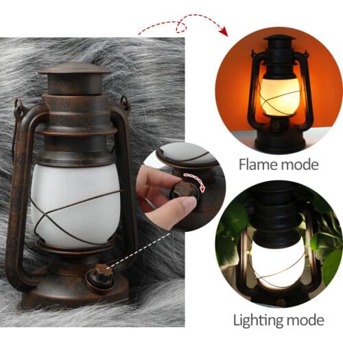 Remote Control Vintage Camping Lantern LED Candle Flame Tent Light Battery Powered Kerosene Lamp Decoration LED Table Lamp