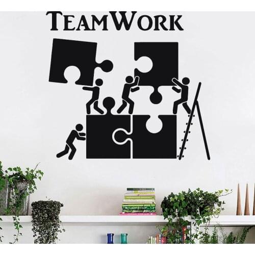 WJWY Teamwork Motivation Decor For Office Worker Puzzle Wall Stickers Modern Interior Wall Decoration Art Vinyl Wall Decal
