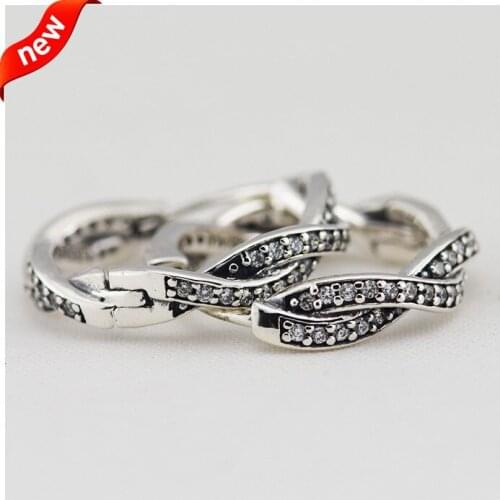 CKK 925 Sterling Silver Twist of Fate Braided Hoop Earrings For Women Original Jewelry Making Anniversary Gift