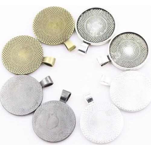 ZHUBI 5pcs 24mm Pendant Jewelry Making Findings Setting Fit 24mm Cabochons Cameo Base Tray Bezel Blank Cabochon Necklaces