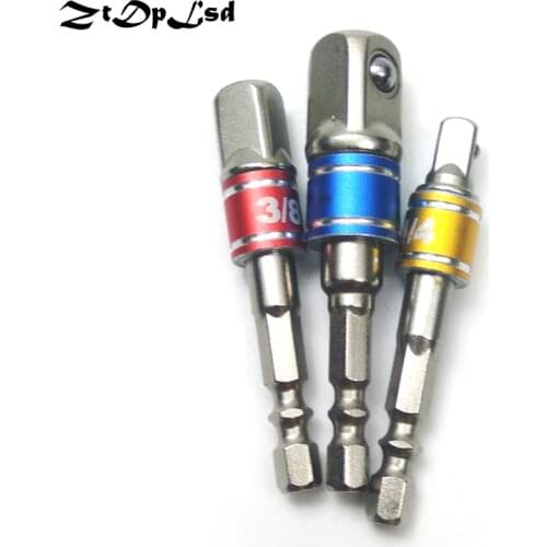 ZtDpLsd 3Pcs 1/4" 3/8" 1/2" Drive Power Drill Bit Hex Wrench Sleeve Extension Bar Colorful Socket Spanner Adapter Connecting Rod