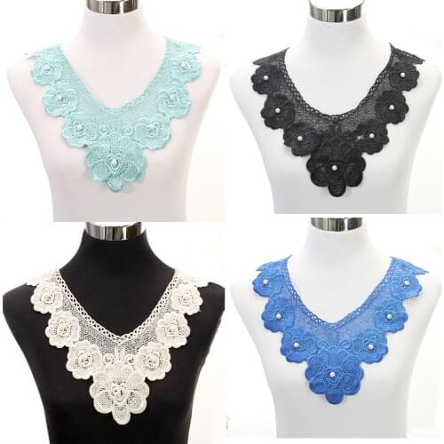 1pc Multicolors Embroidered Lace Neckline Collar Handmade Motif Applique Venise Patches For Fashion Design 29*31cm
