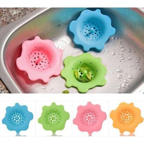 1Pcs Silicone Sink Strainers Kitchen Tools Bathroom Accessories Gadgets Kitchen Sink Filter Round Flower Colanders Strainers