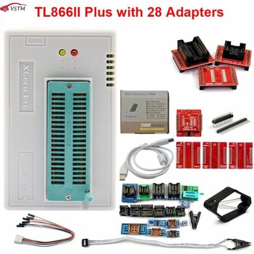 100% Original V10.41 TL866II Plus Universal Minipro Programmer with 29 Adapters+test Clip PIC Bios High speed Programmer