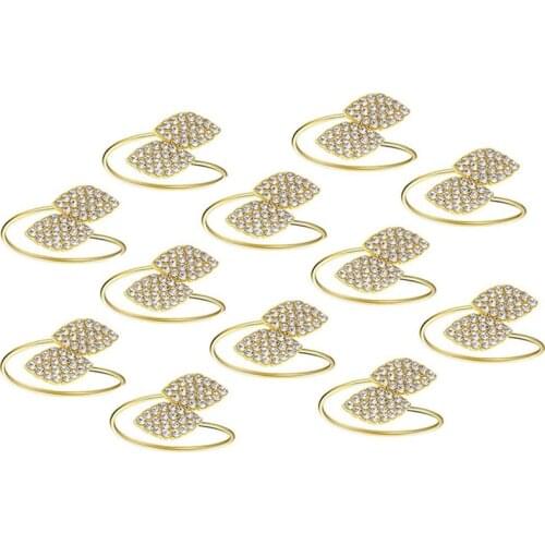 12 Pack Gold Napkin Rings Leaf Napkin Holders for Home Table Decoration Weddings Christmas Holidays