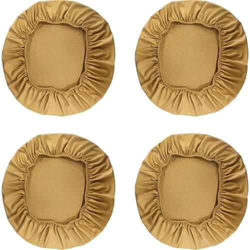 4 Pcs Khaki Dust-proof Footstool Covers slipcovers Round Chair Seat Slipcovers Mat Protector Bar Stool Pad Covers Washable