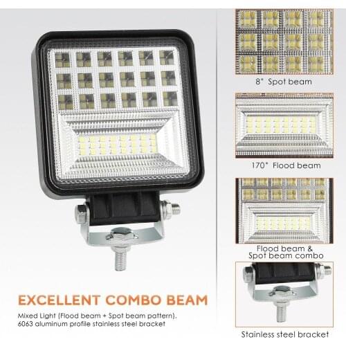 400W 6000K 4inch LED Work Light Bar Flood Spot Beam Offroad 4WD SUV Driving Fog Lamp Automobile Vehicle Daylight Refitting Lamp