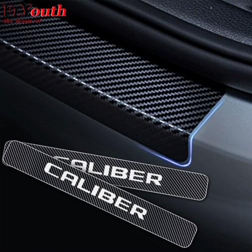 4D Carbon Fiber For Dodge CALIBER Vinyl Sticker Car Door Sill Welcome Pedal Stickers Door Threshold Plate Car Styling 4Pcs