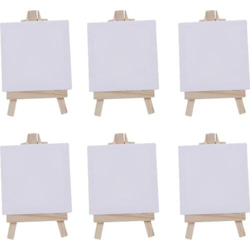 6 Sets of Mini Stretched Artist Canvas Art Board White Blank Art Boards Wooden Oil Paint Artwork Painting Board (White)