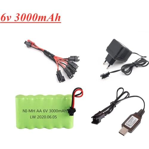 6V 3000mah NIMH AA Battery with Charger Set for RC Toy Car Boat Tank Robot Truck Gun Electric Toy Security Facilities 6V Battery
