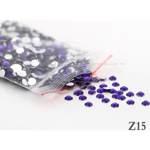 SS16-4mm Violet Nail Rhinestones 1000pcs Flat Back Non hotfix Glitter Nail Stones DIY 3d Nail Phones Decorations Z15