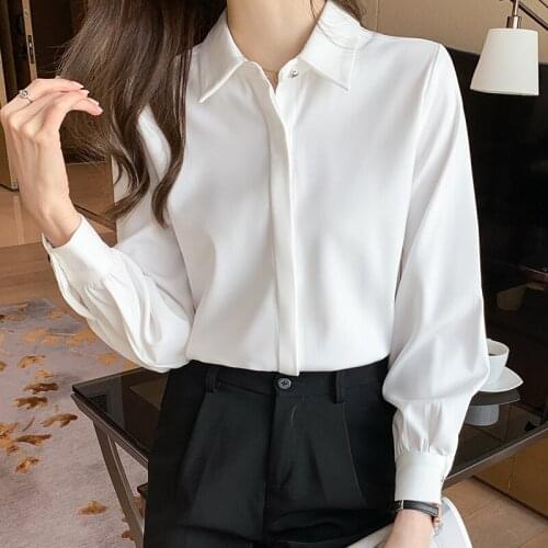 Blouses Shirts Women Spring Autumn Long Sleeve Fashion Solid Korean Style Loose Students Chic Womens Blouses Elegant New