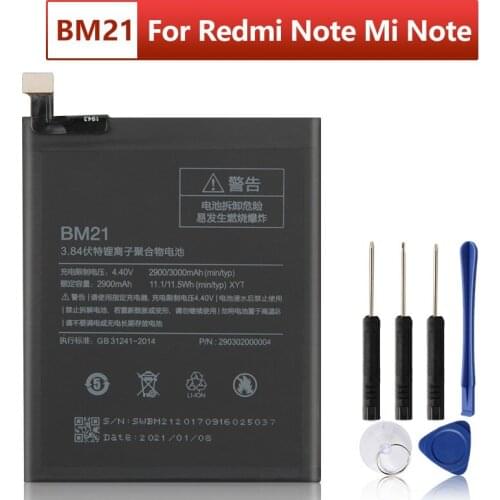 Original XIAOMI BM21 Replacement Battery For XiaoMi Redmi Note Mi Note Redrice Note 5.7" BM21 Authentic Phone Batteries 2900mAh