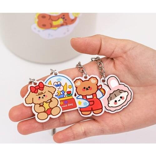 Cartoon Girl Bear Keychain Cute Student Key Chain Accessories Pendant Car Key Ring School Bag Small Ornaments