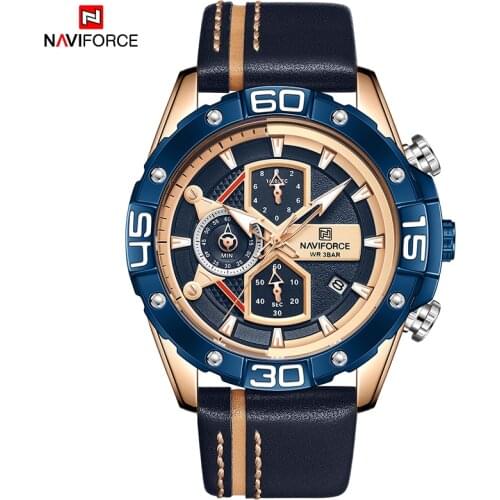 2021NAVIFORCE Fashion New Men Watch Sport Man Wristwatch Top Brand Luxury Military Chronograph Genuine Leather Quartz Male Clock
