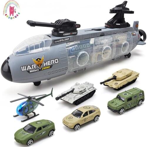 Kid Alloy ABS Inertial Return Model Simulation Vehicle Warship Submarine Tank Helicopter Diecasting Birthday Gift Racing Toy Set