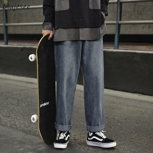 Jeans Men Wide Leg Autumn Retro Dark Blue Oveisize Popular Dad Trouser Male Daily Student Mens Ulzzang Chic All-match Loose Cool