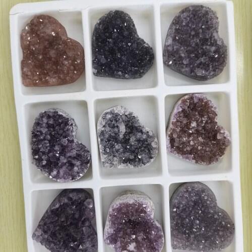 Natural heart-shaped Raw Amethyst Quartz Crystal Cluster Healing Specimen Decor Crystal quality Gemstone Stone Home Decor