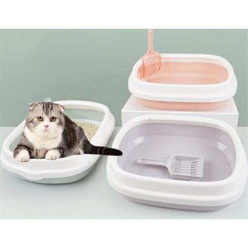 Cat Sand Box With Scoop Kitten Anti Splash Bedpan Puppy Plastic Cleaning Waste Toilette Pets Training Litter Ceaning Toilet