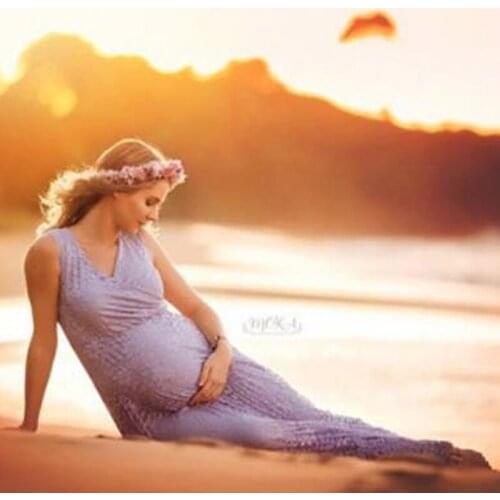 Sleeveless Lace Women Clothes Pregnant Woman Dress Long Maternity Dresses For Photo Shoot Wrap Buttock Dress Maxi Maternity Gown