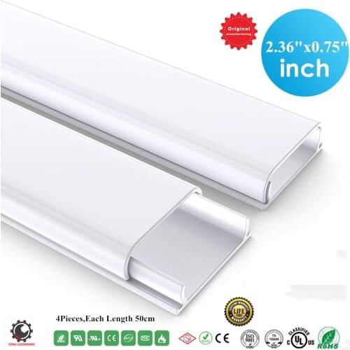 2.36''X0.75''TV Cord Cover,Wider Cable Cover for Wall Mounted TV,Large Capacity Cuttable Pre-Drilled PVC Cable Concealer Raceway