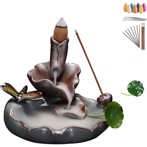 Backflow Incense Burner, Waterfall Incense Holder Mountain Tower Incense Stick Holder for Home Decor Ornament