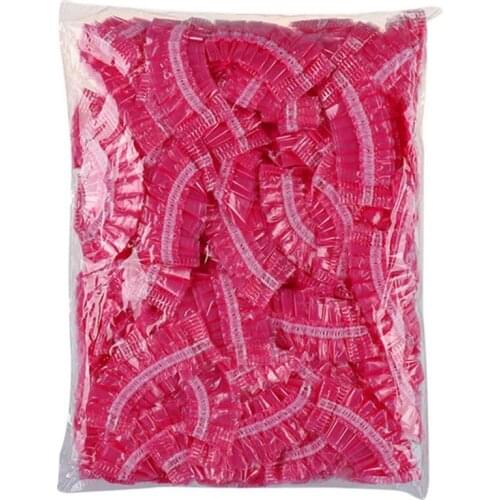 100 Pcs Disposable Hairdressing Earmuffs Salon Clear Ear Cover Ear Protection Hair Dye Protect Cap Hair Color Styling Tool Red