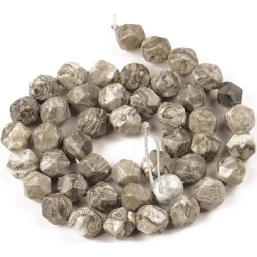 Wholesale Natural Beads Stone Faceted Map Jaspers Beads 8mm for Jewelry Making DIY Bracelet Accessories