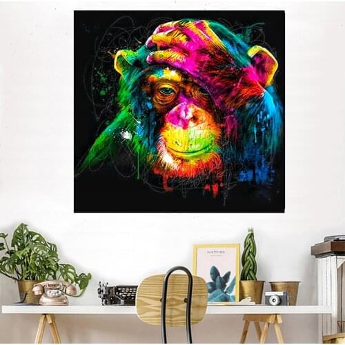 Thinking Monkey animal Love Quotes Canvas Art Print Poster Creative Idea Good job Wall Picture Painting Home Kids Room Decor
