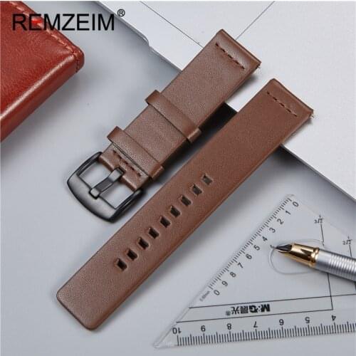 REMZEIM Genuine Leather 22mm 20mm Leather Watchband For Samsung Galaxy Watch 46mm 42mm Active 2 40mm 44mm Band Gear S3 S2 Strap