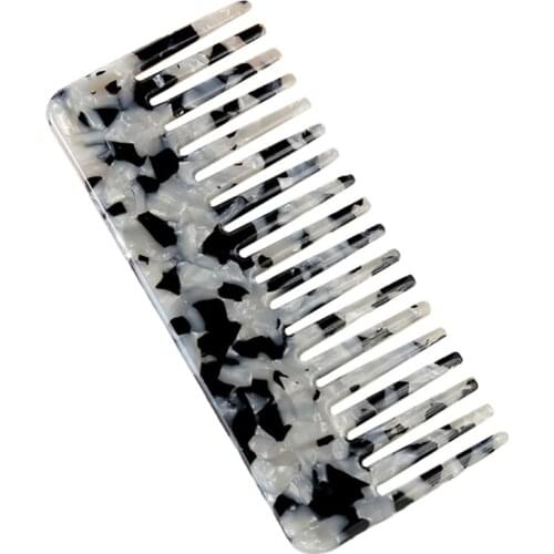 Wide Tooth Pocket Hair Comb Cellulose Acetate Tortoise Detangling Hairbrush Tool R3MF