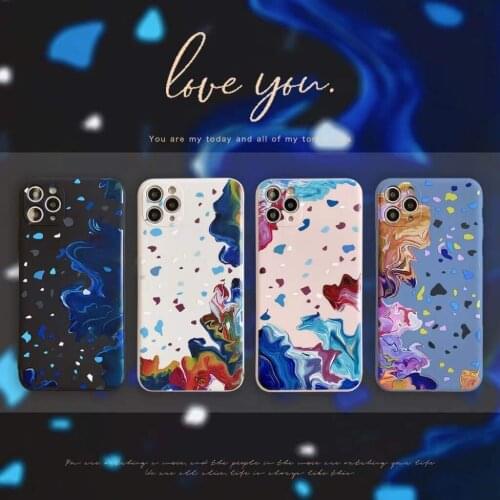 Silicone Luxury Square Watercolor Case For iPhone 12 11 Pro Max X XR XS Max 7 8 Plus Painti Colorful Gradient Soft Cover