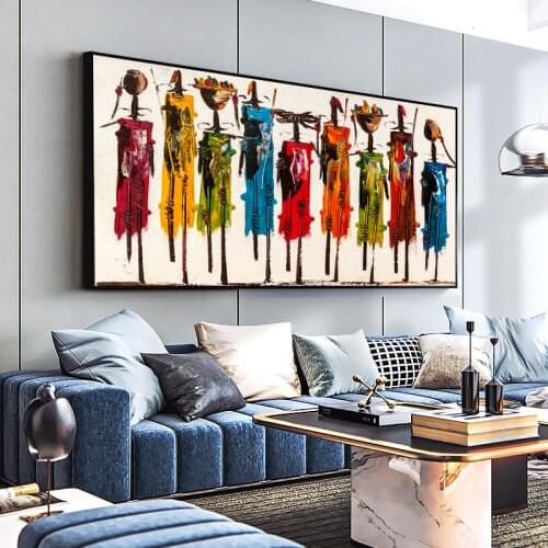 Modern Art Colorful Abstract Africa Woman Pictures Canvas Painting Poster Wall Art For Living Room Decor Home