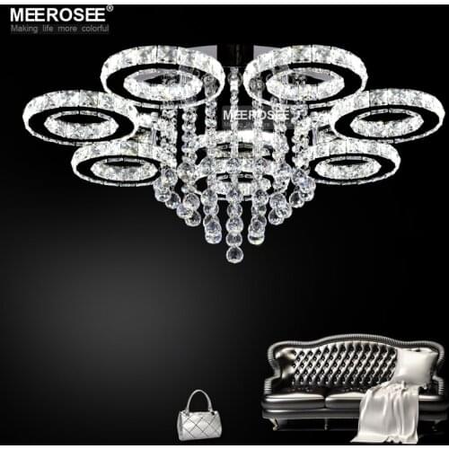 Modern LED Chandeliers Light Stainless steel Crystal Lamp for Living Bedroom Diamond Ring LED Lustres Chrome Chandelier Lighting