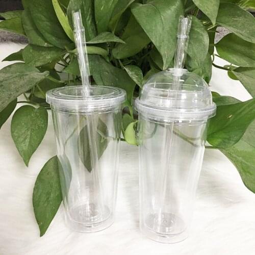 Wholesale 20oz Acrylic Tumbler with Dome Lid Straw Double Wall Clear Plastic Bottle Travel Tumbler Reusable Cup Graduation Gifts
