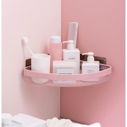 Triangular Bathroom Storage Rack Towel Storage Kitchen Traceless Corner Triangle Storage Shelf No Drilling Wall Hanger