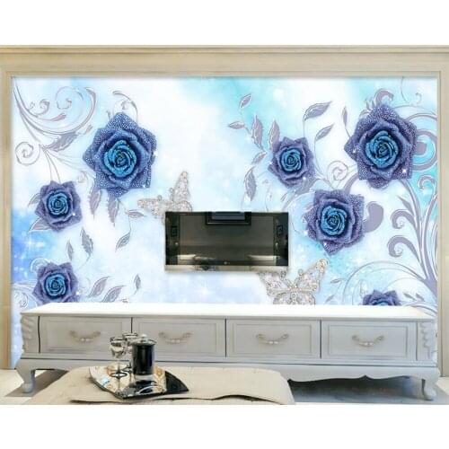 Blue rose jewelry modern 3d wallpaper murals papel de parede for living room sofa tv wall kitchen bedroom wall papers home decor